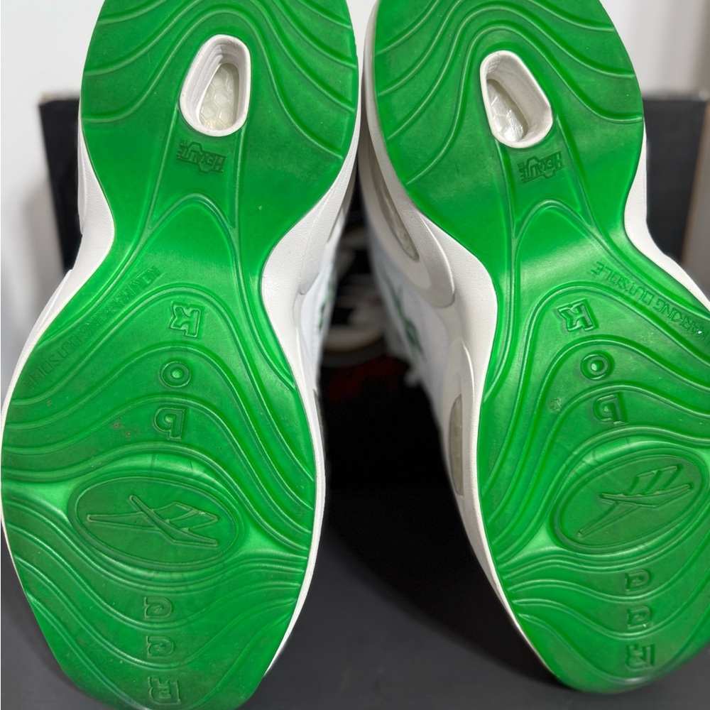 Reebok Question Low Green Toe White Leather Mens 11.5 w/box - Picture 8 of 15